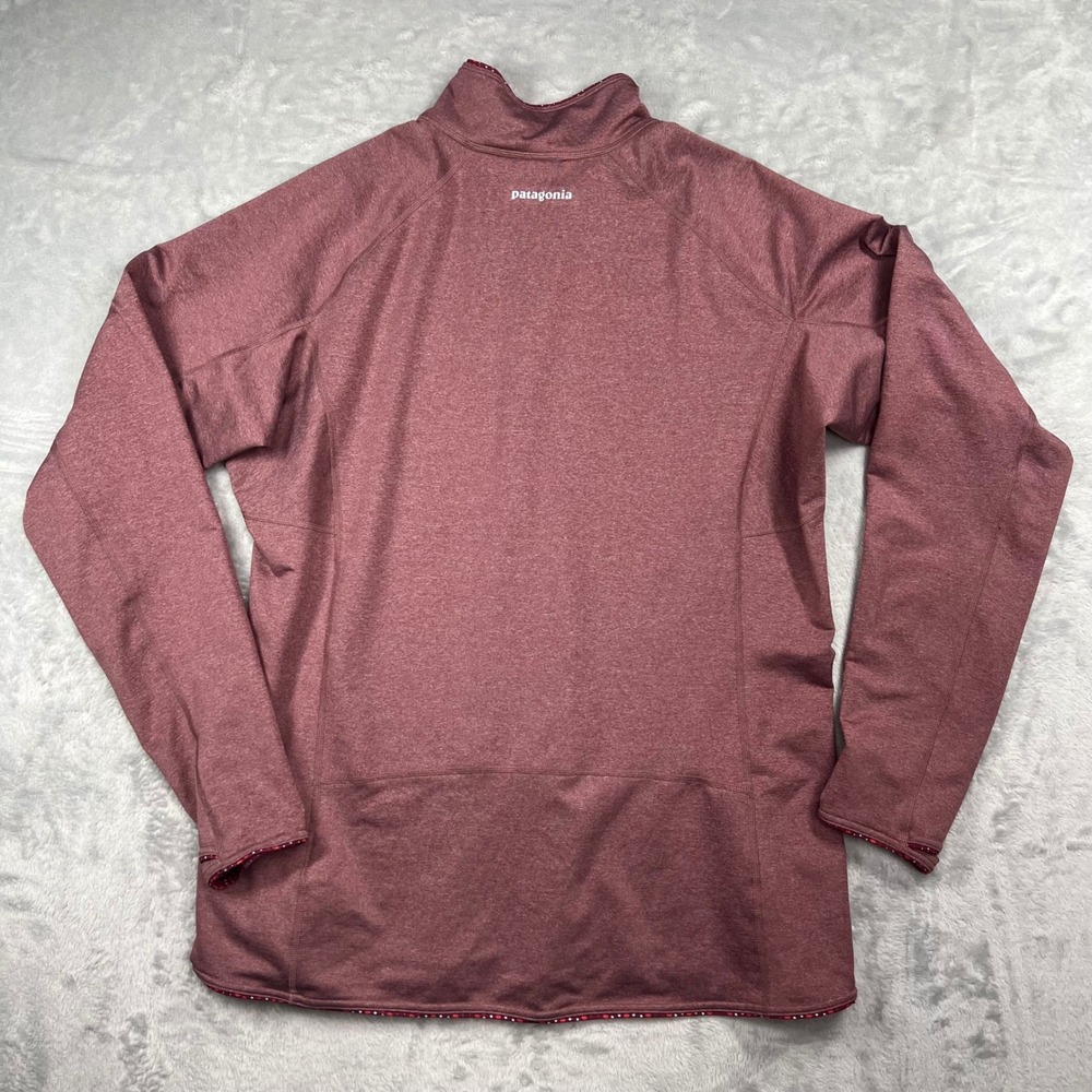 Patagonia Womens Speedwork XL 1/4 Zip Pullover Heathered Burgundy Dot Trim - Picture 2 of 13